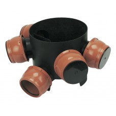 110mm Mini Access Chamber 300mm Diameter 270mm deep with Five Flexible 110mm Inlets supplied with four socket plugs